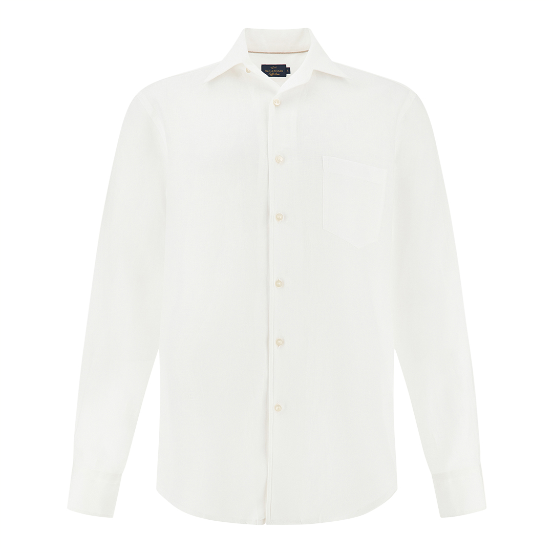 Paul & Shark Men's White Soffio Linen Shirt, Man, Size: 4XL