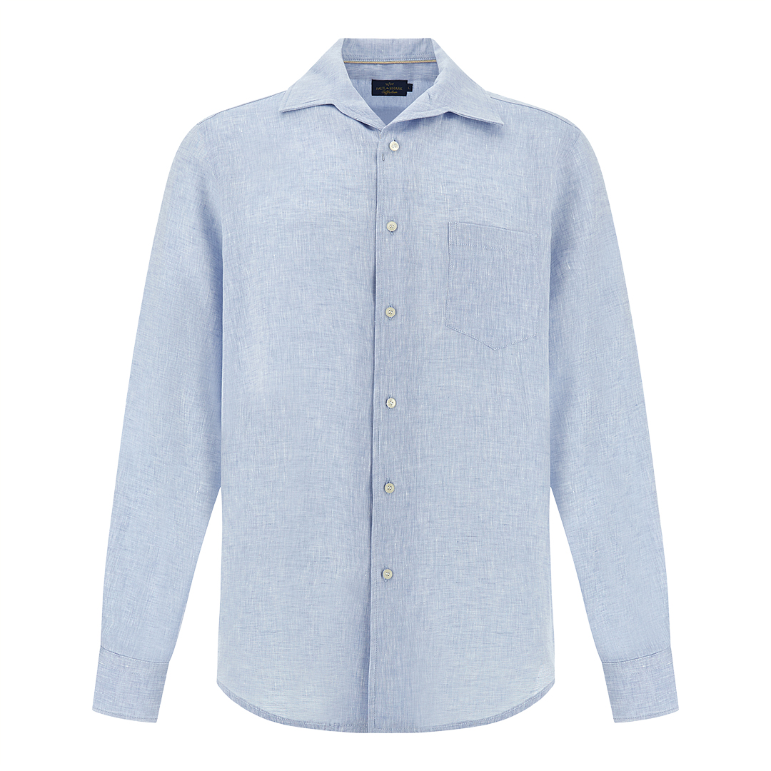 Paul & Shark Men's Light Blue Soffio Linen Shirt, Man, Size: Xxl