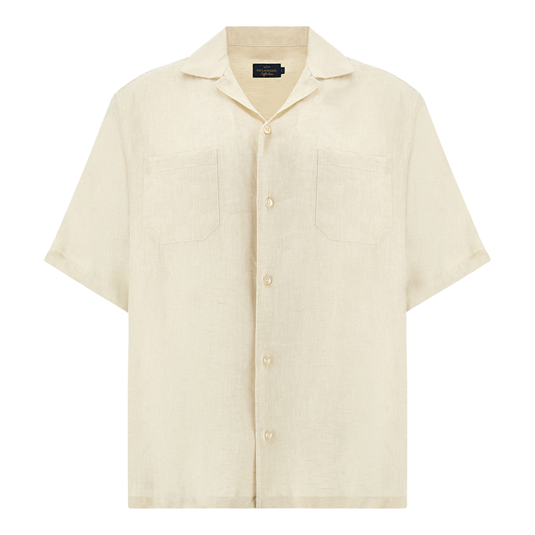 Paul & Shark Men's Beige Linen Shirt, Man, Size: 5XL