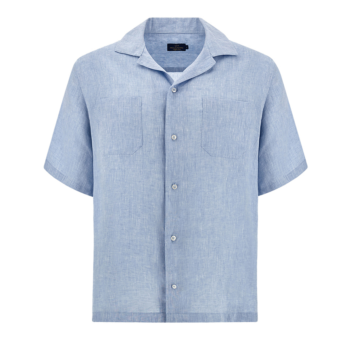 Paul & Shark Men's Light Blue Linen Shirt, Man, Size: Xxl
