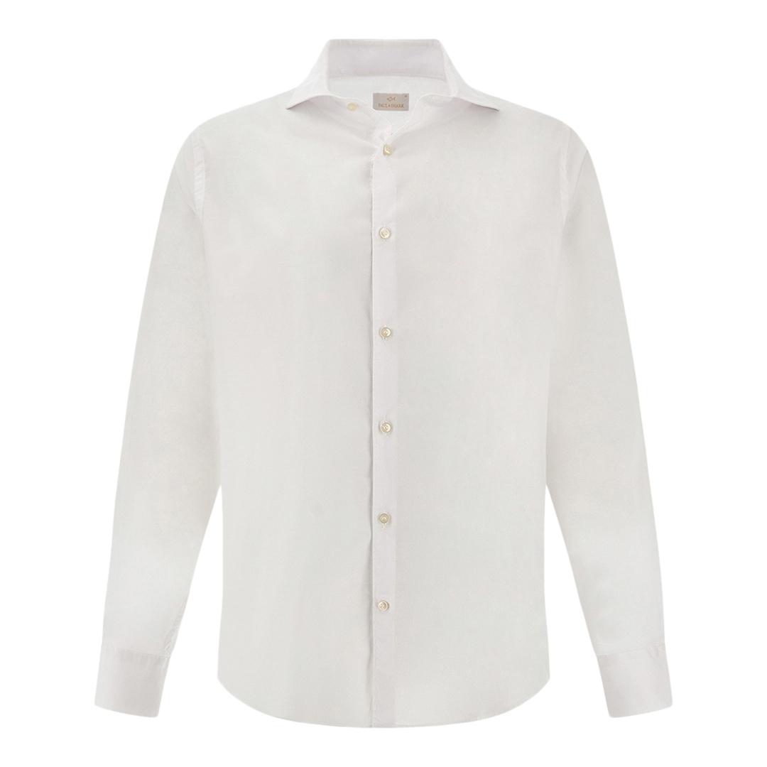 Paul & Shark Men's White Gart‑Dyed Cotton Voile Shirt, Man, Size: 040