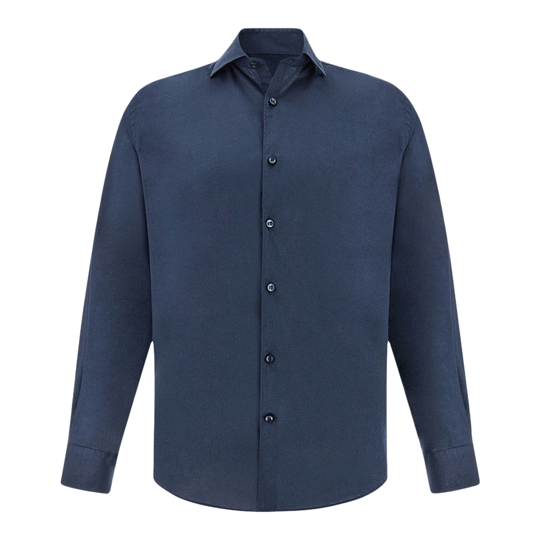 Paul & Shark Men's Dama Blue Gart‑Dyed Cotton Voile Shirt, Man, Size: 040