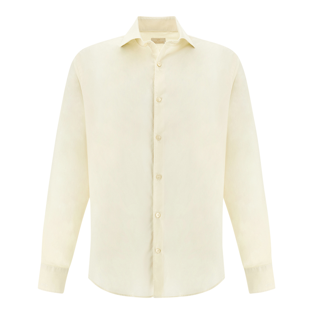 Paul & Shark Men's Beige Gart‑Dyed Cotton Voile Shirt, Man, Size: 041