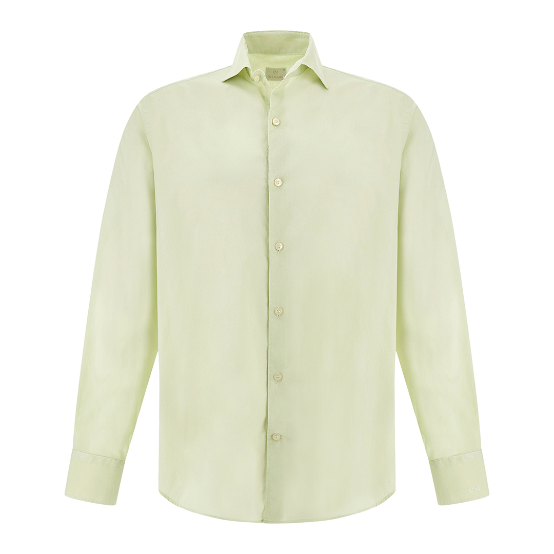 Paul & Shark Men's Meadow Mist Gart‑Dyed Cotton Voile Shirt, Man, Size: 040