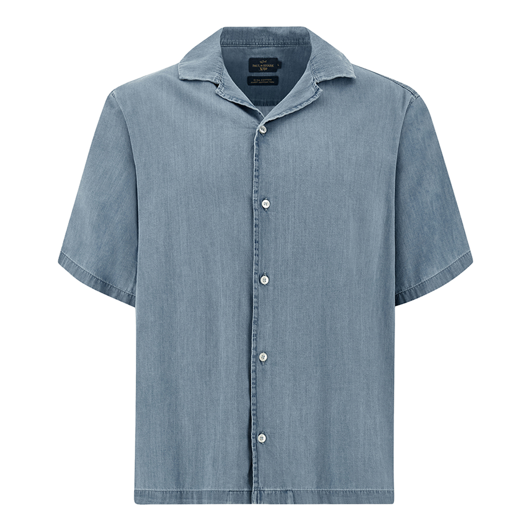 Camicia X-Soft in denim Giza Cotton, Uomo, BLU CHIARO JEANS, Taglia: S