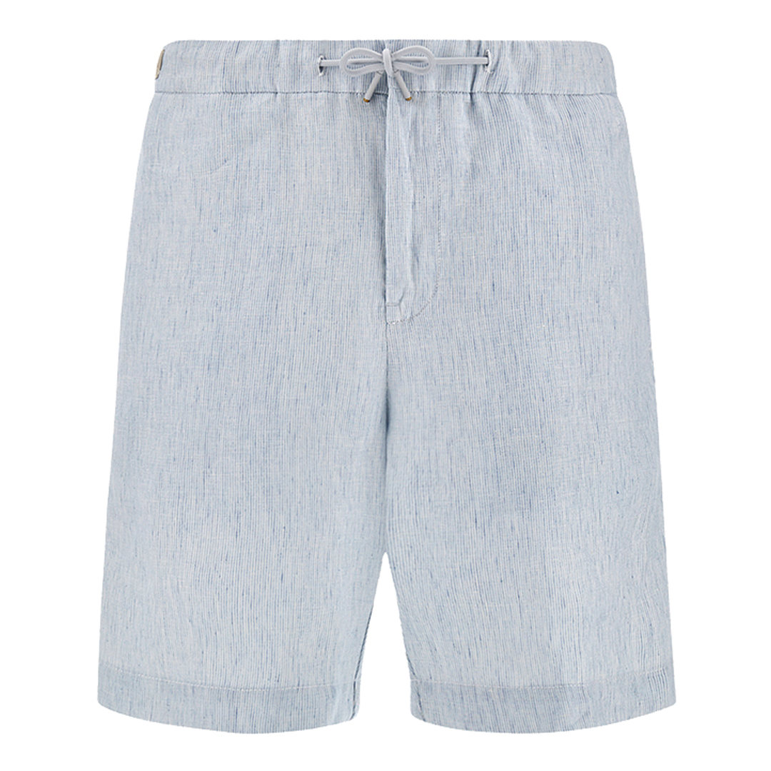Paul & Shark Men's Stripes White Light Blue Linen Bermuda Shorts With Drawstring, Man, Size: 52