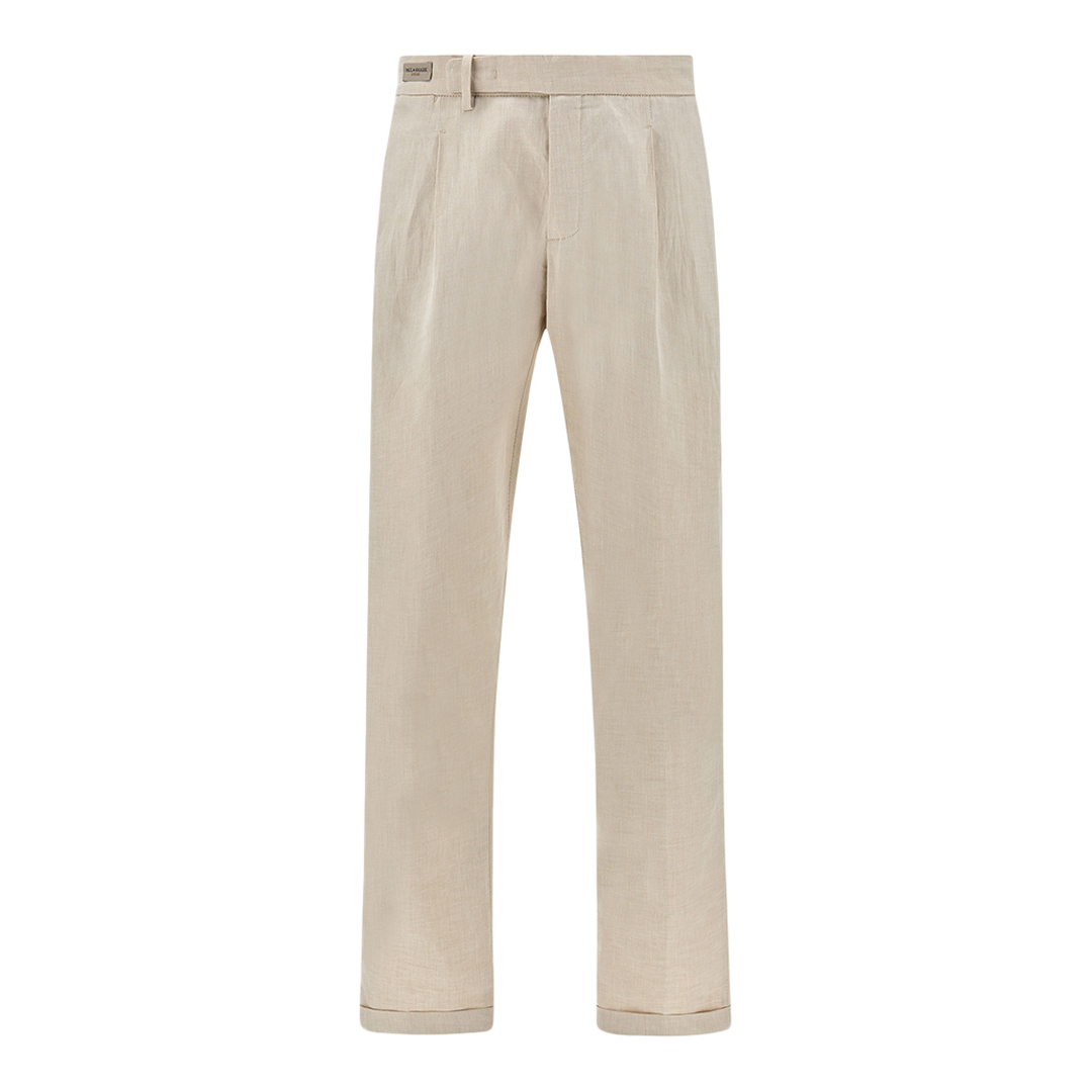 Paul & Shark Men's Sahara Chino Trousers In Linen And Cotton With Pleats, Man, Size: 56