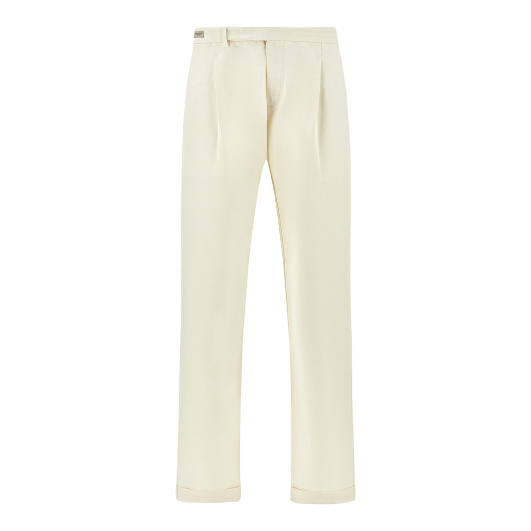 Paul & Shark Men's Butter Chino Trousers In Linen And Cotton With Pleats, Man, Size: 54