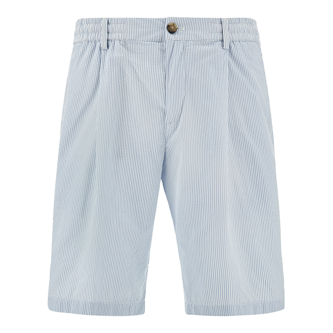 Paul & Shark Men's Stripes White Light Blue Seersucker Bermuda Shorts, Man, Size: 56