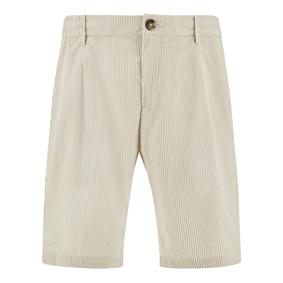Paul & Shark Men's Rows White Beige Seersucker Bermuda Shorts, Man, Size: 56