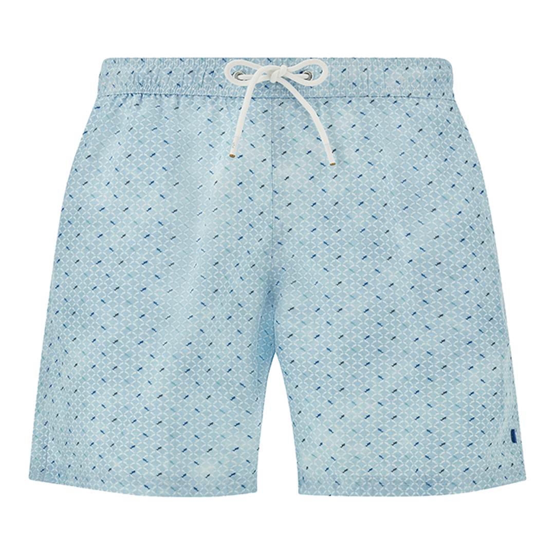 Costume da bagno con stampa Micro Shark Geometry, Uomo, ALLOVER  SQUALI AZZURRO, Taglia: L
