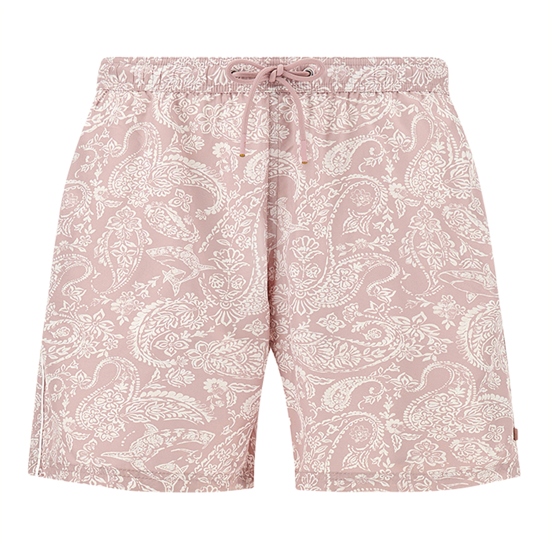 Paul & Shark Men's Pink Paisley White Swimwear Portofino With Shark Paisley Print, Man, Size: Xxl