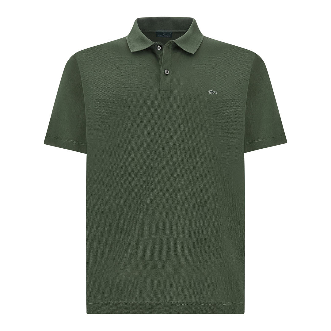 Paul & Shark Men's Army Green Double Piqué Cotton Polo, Man, Size: Xl
