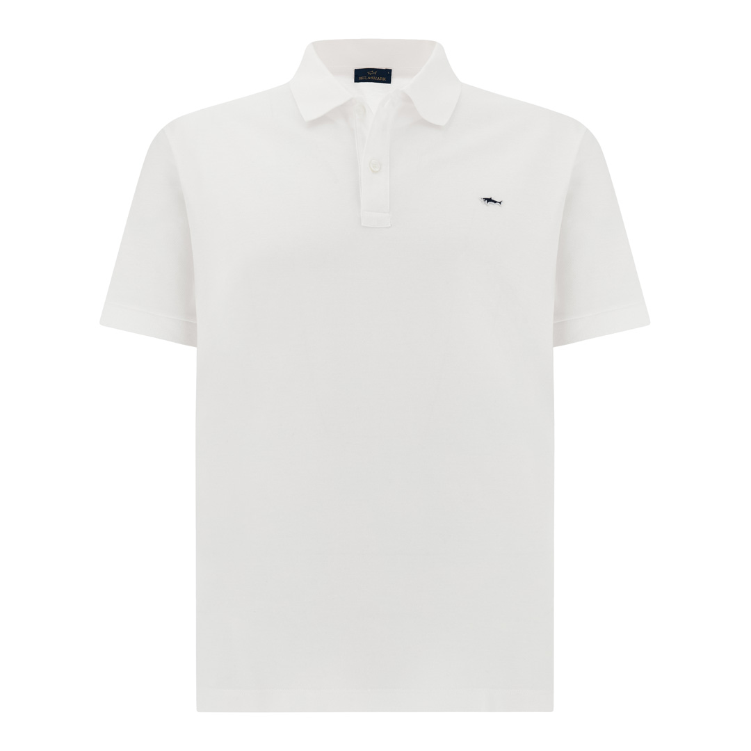 Paul & Shark Men's White Double Piqué Cotton Polo Shirt With Shark Embroidery, Man, Size: 6XL