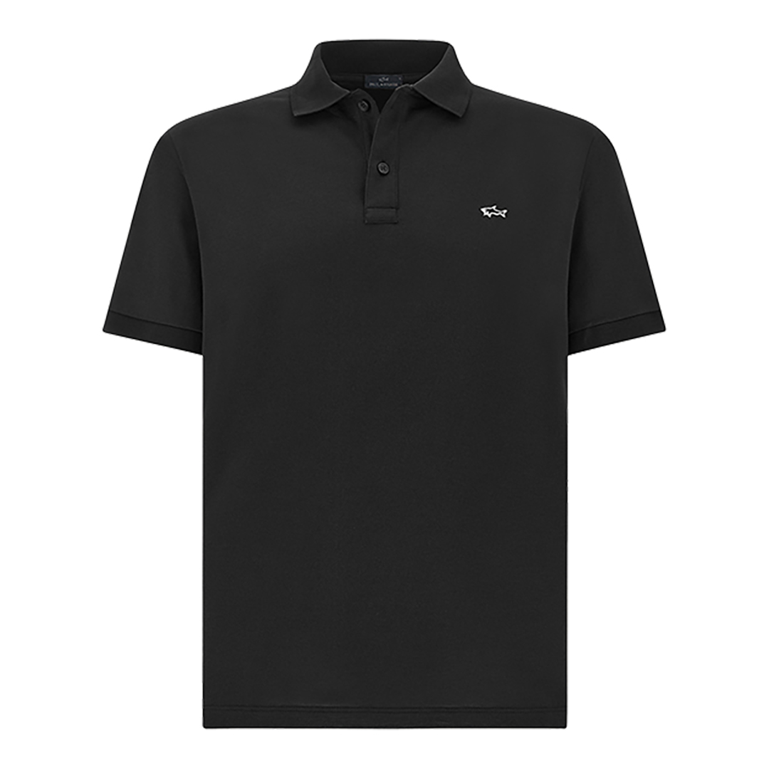 Paul & Shark Men's Black Double Piqué Cotton Polo Shirt With Shark Embroidery, Man, Size: 4XL