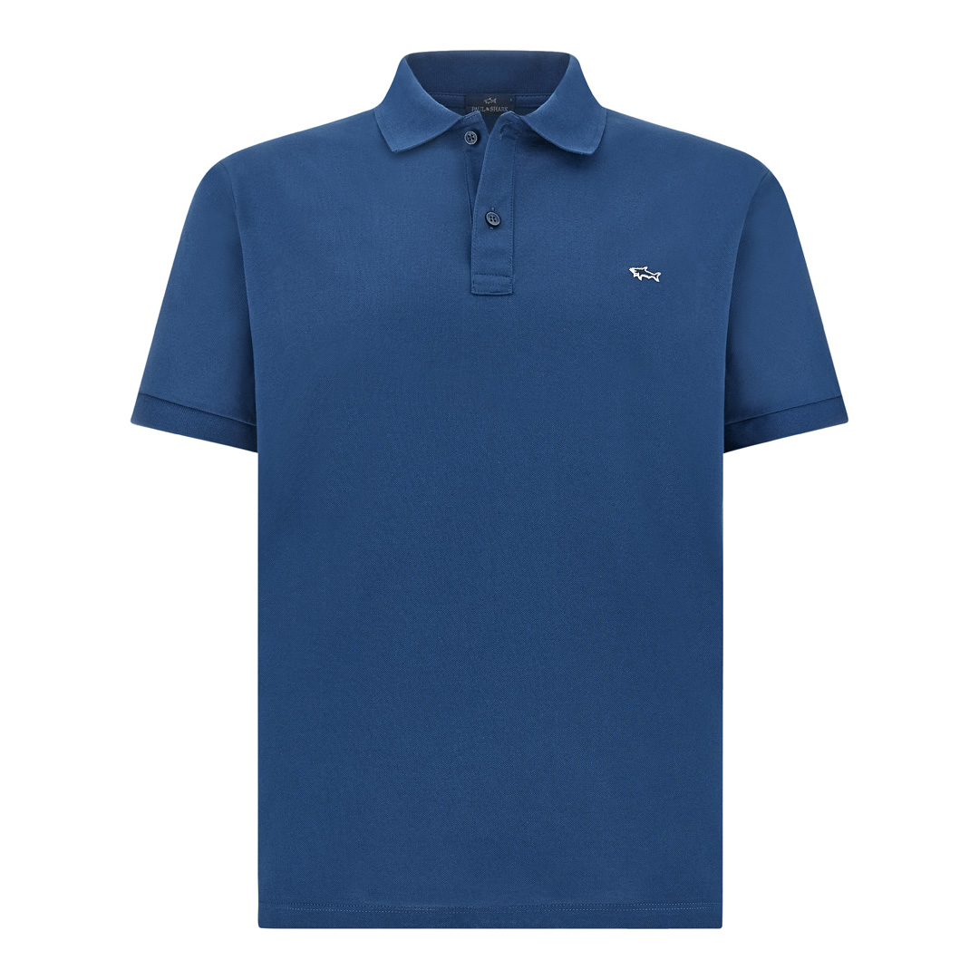 Paul & Shark Men's Bluette Double Piqué Cotton Polo Shirt With Shark Embroidery, Man, Size: M