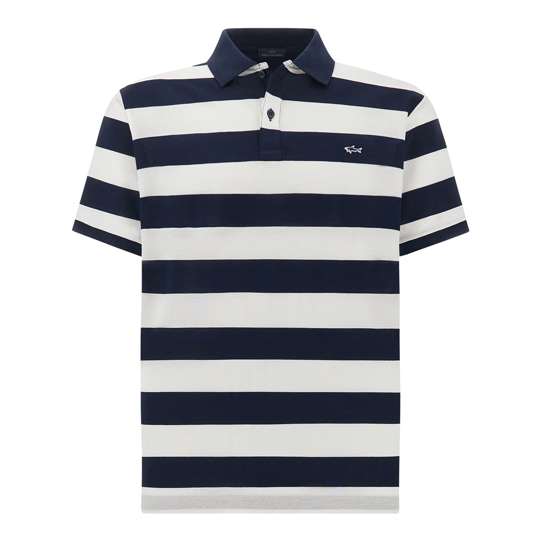 Paul & Shark Men's Blu+White Double Piqué Cotton Polo, Man, Size: 4XL