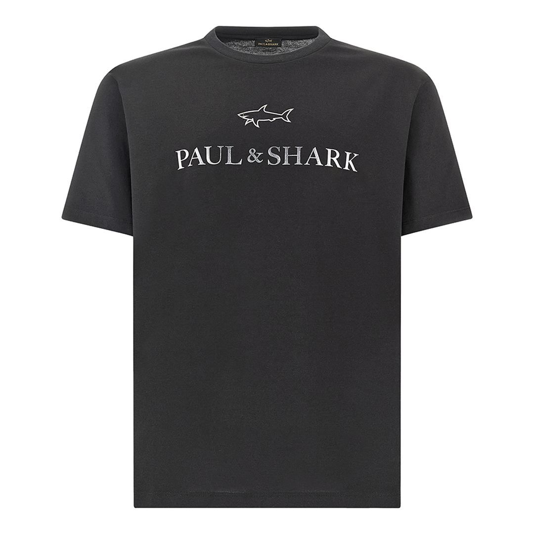 T-shirt in cotone Light Jersey con stampa, Uomo, NERO - RUTENIO, Taglia: XL