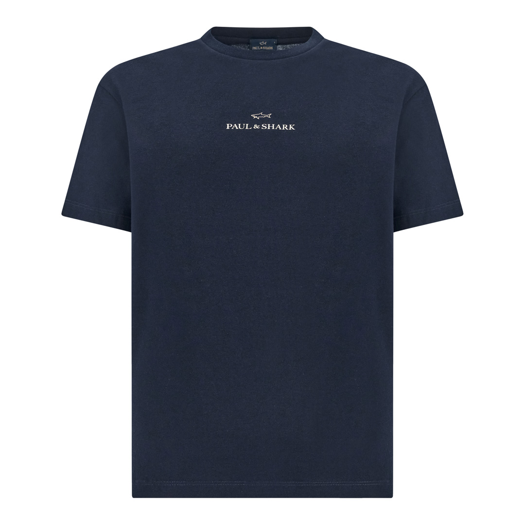 Paul & Shark Men's Blue Nights-Gold Light Cotton Jersey T-Shirt With Print, Man, Size: M