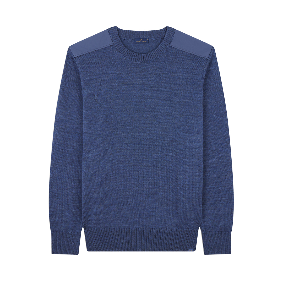 Paul & Shark Soft Cool Touch Wool Crewneck Sweater With Typhoon® Details In Blue