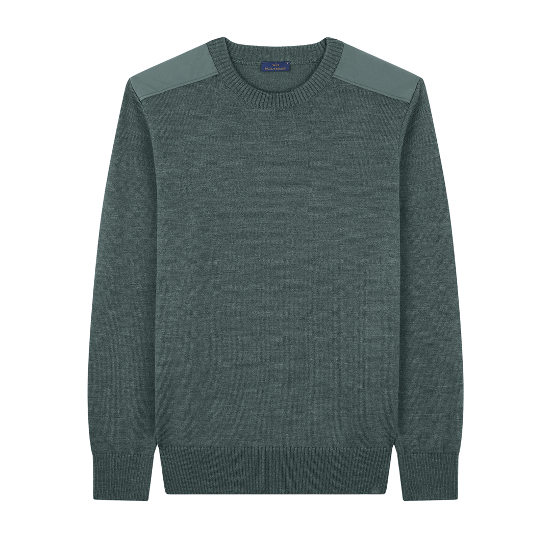 Paul & Shark Soft Cool Touch Wool Crewneck Sweater With Typhoon® Details In Green