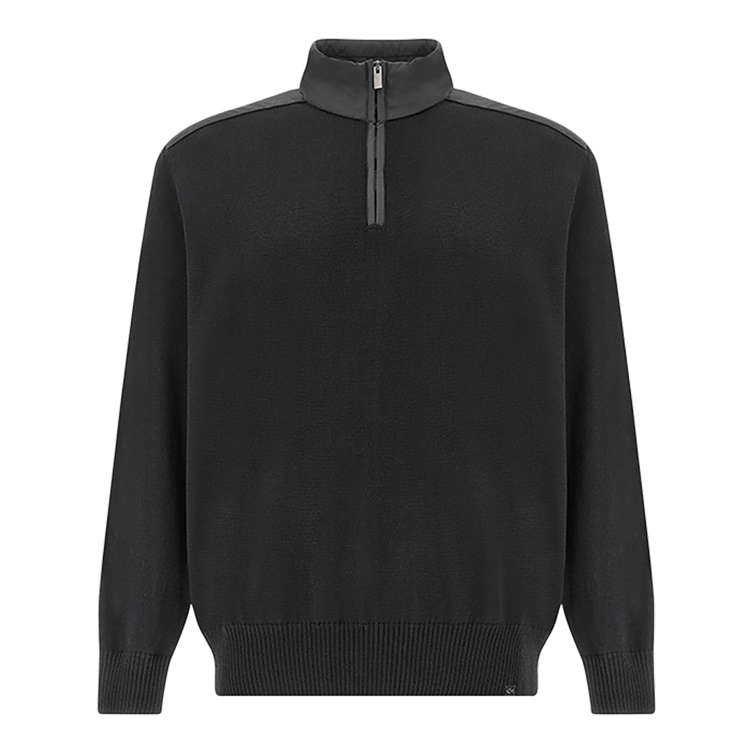 Paul & Shark Men's Black Half-Zip Sweater In Soft Cool Touch Wool With Typhoon® Re-4X4 Stretch Details, Man, Size: Xxl