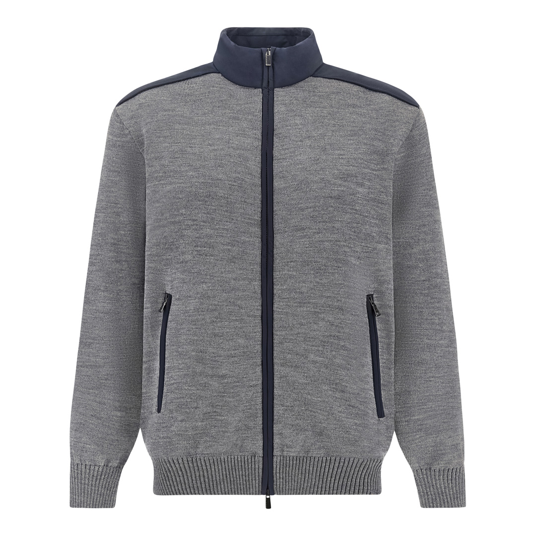 Paul & Shark Men's Quiet Shade Zip-Up Sweater In Soft Cool Touch Wool With Typhoon® Re-4X4 Stretch Details, Man, Size: Xxl
