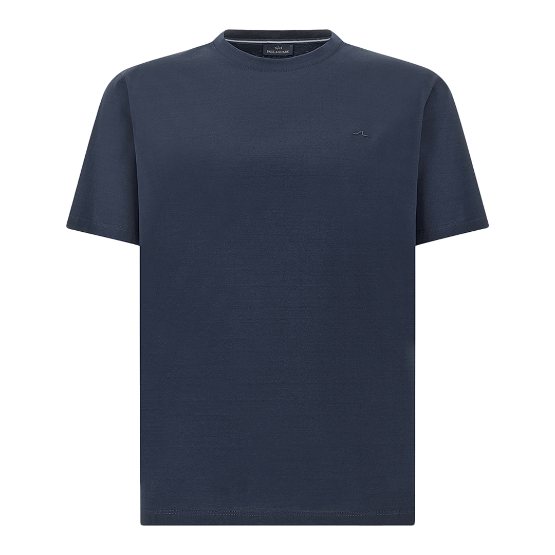 Paul & Shark Men's Dama Blue Cotton Jersey T-Shirt With Shark Fin Embroidery, Man, Size: 3XL