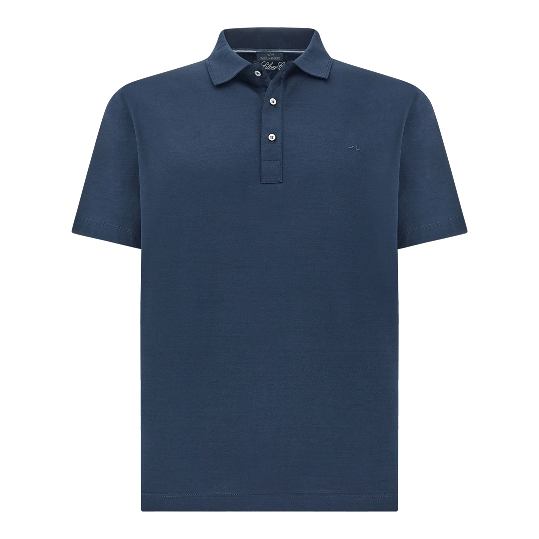 Paul & Shark Men's Dama Blue Double Mercerised Cotton Jersey Polo Shirt With Shark Fin Embroidery, Man, Size: 3XL