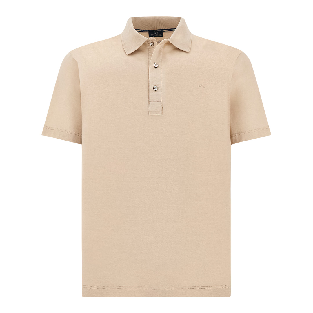 Paul & Shark Men's Beige Double Mercerised Cotton Jersey Polo Shirt With Shark Fin Embroidery, Man, Size: 3XL
