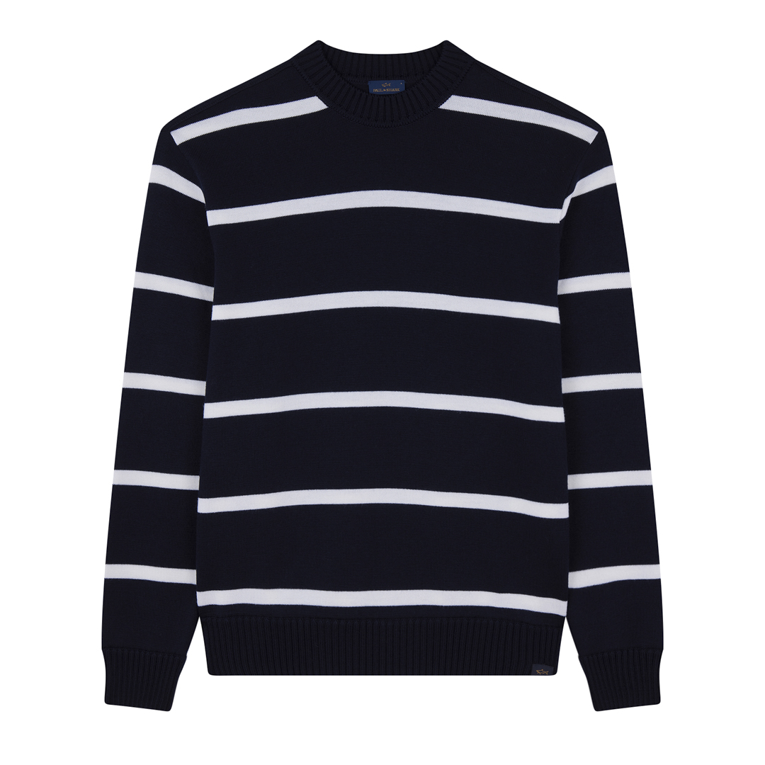 Girocollo in lana Soft Cool Touch, Uomo, BLU-PANNA, Taglia: L