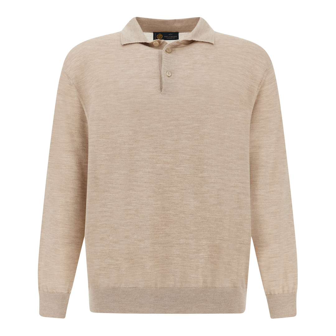 Paul & Shark Men's Almond Cashmere And Silk Polo Shirt, Man, Size: M