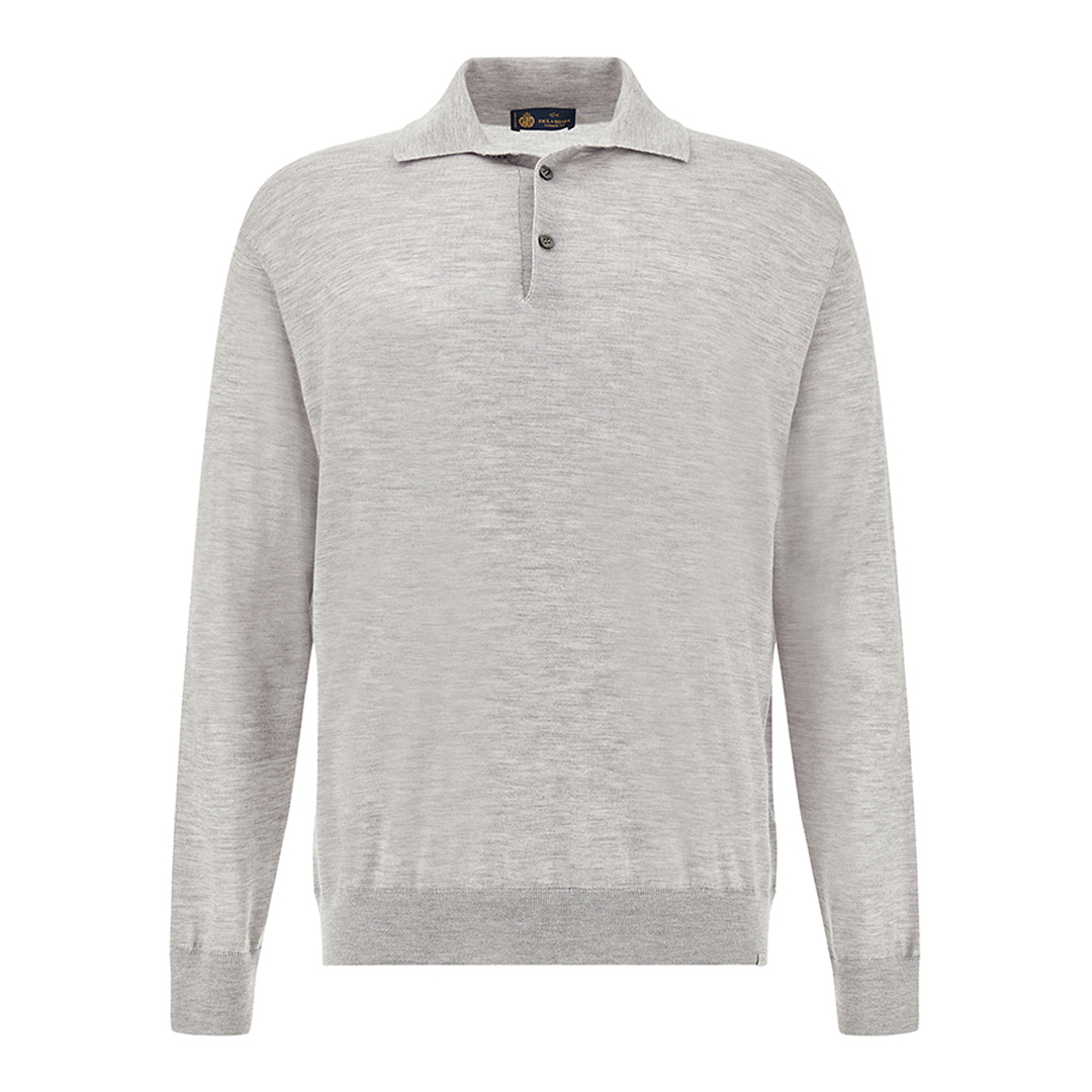 Polo in cashmere e seta, Uomo, GRIGIO CHIARO, Taglia: XL