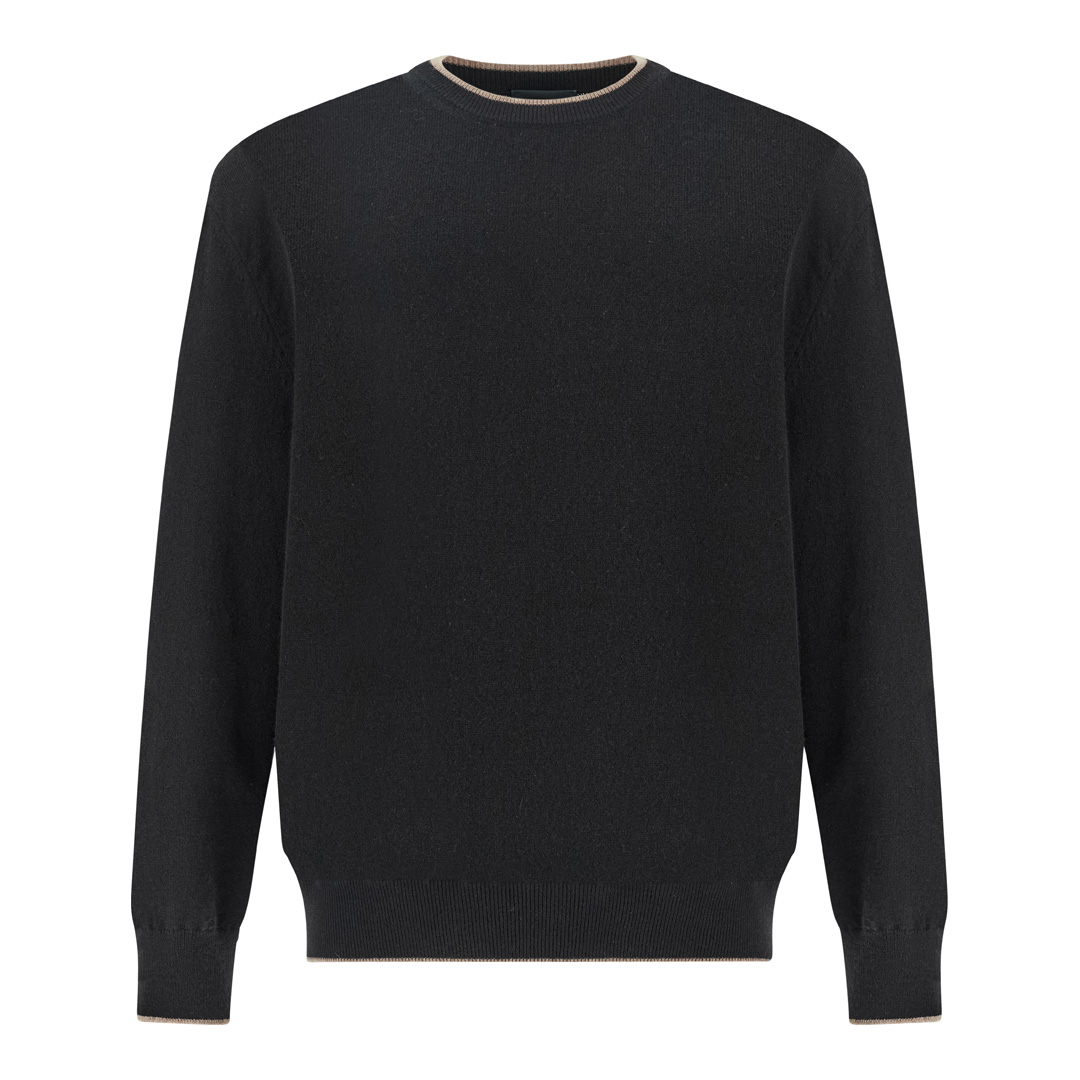 Girocollo in cashmere, Uomo, NERO, Taglia: M