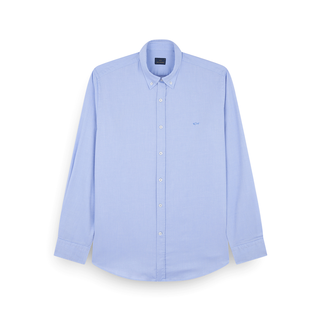 Camicia in cotone Oxford con ricamo Shark, Uomo, AZZURRO, Taglia: 042