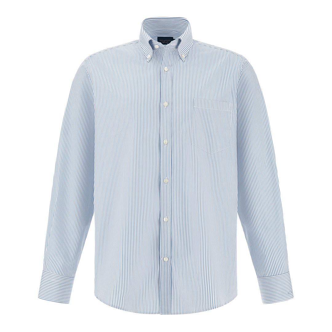 Paul & Shark Men's Stripes White Bluette Cotton Poplin Shirt Soffio, Man, Size: 042