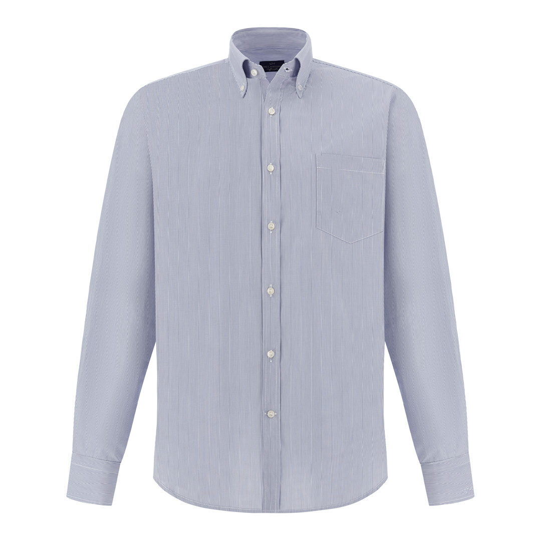 Paul & Shark Men's Stripes White Bluette Cotton Poplin Shirt Soffio, Man, Size: 042