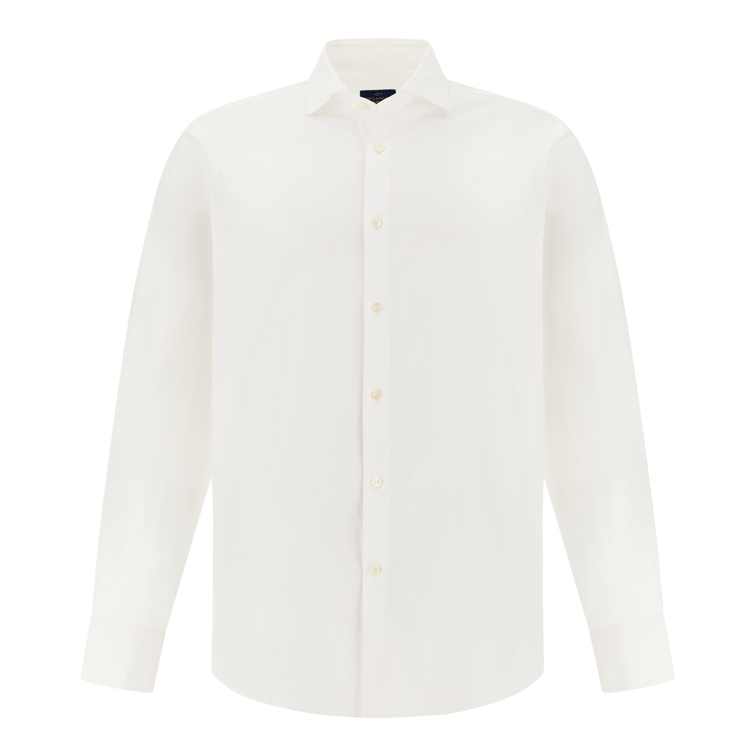 Paul & Shark Men's White Cotton Poplin Shirt Soffio, Man, Size: 041
