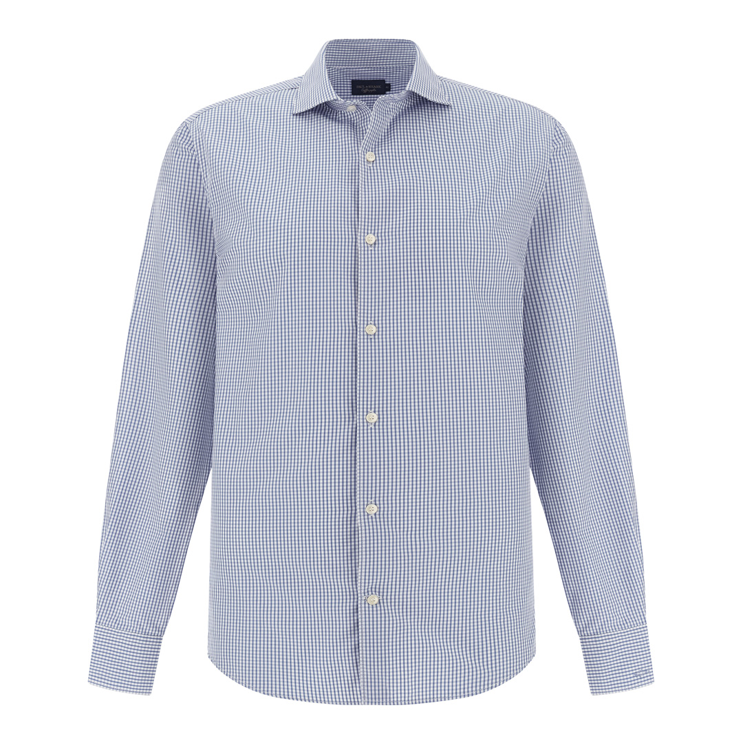 Paul & Shark Men's Checks White Bluette Cotton Poplin Shirt Soffio, Man, Size: 042