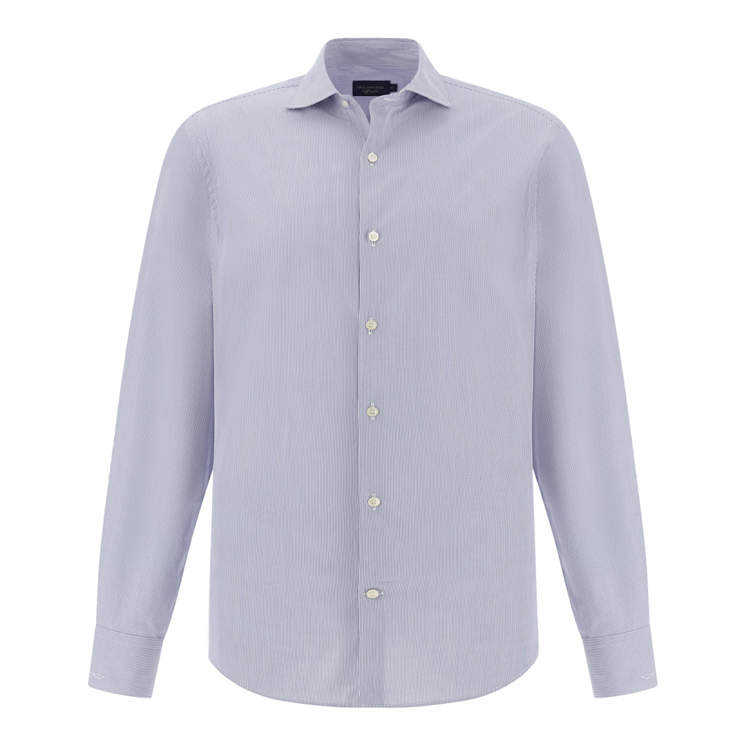 Paul & Shark Men's Stripes White Bluette Cotton Poplin Shirt Soffio, Man, Size: 042