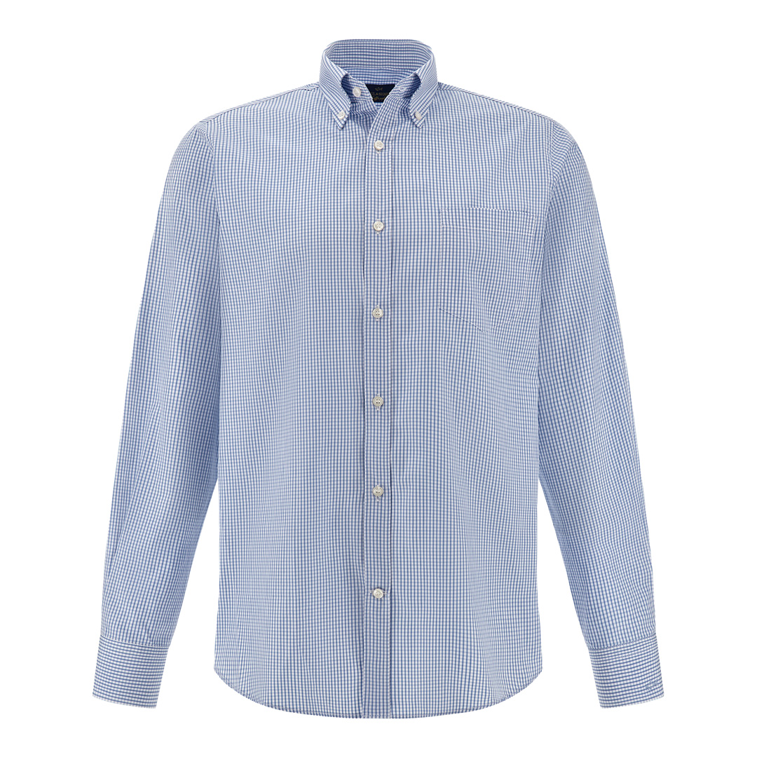 Paul & Shark Men's Checks White Light Blue Cotton Poplin Shirt Soffio, Man, Size: 041