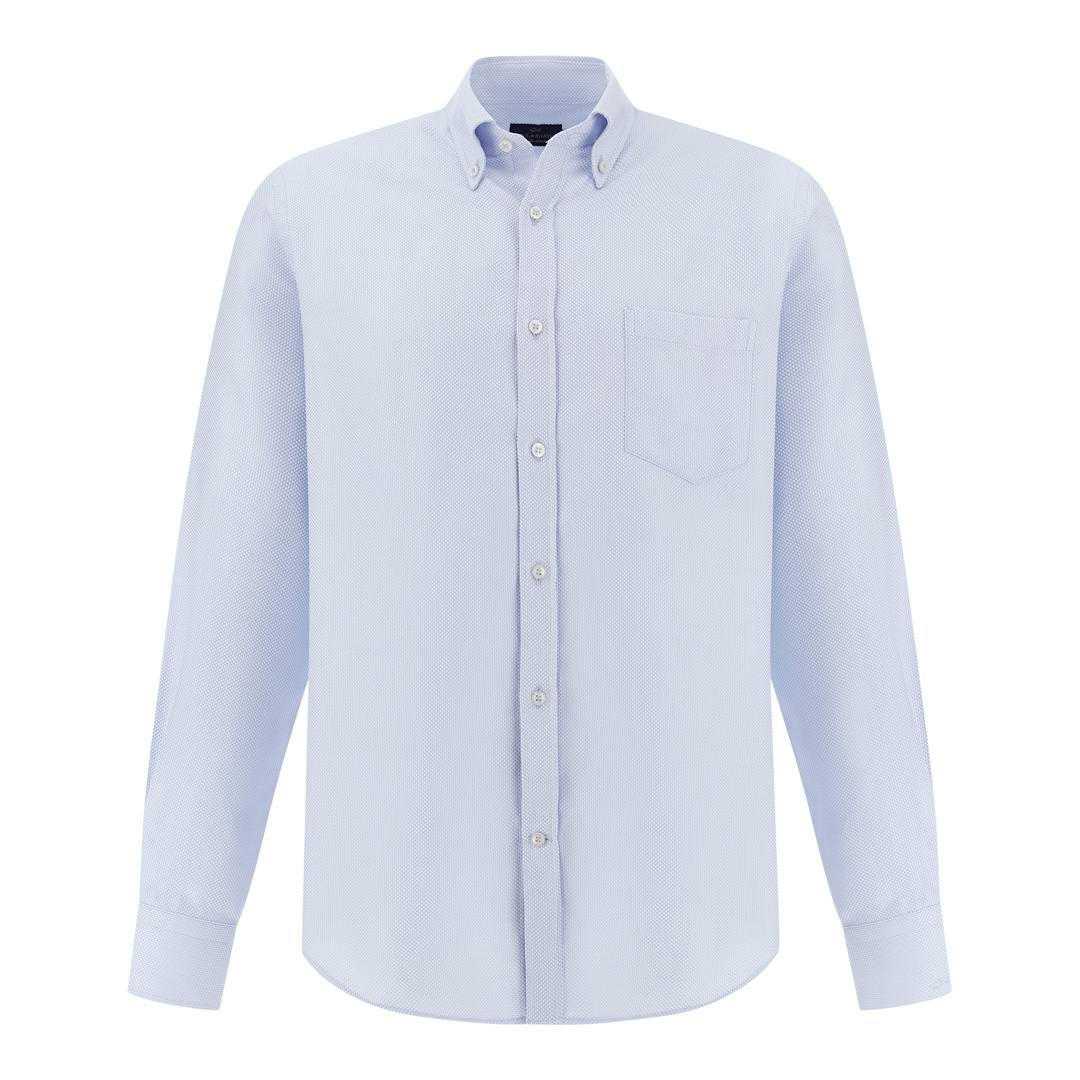 Paul & Shark Men's Light Blue Soffio Cotton Shirt With Damier Pattern, Man, Size: 044