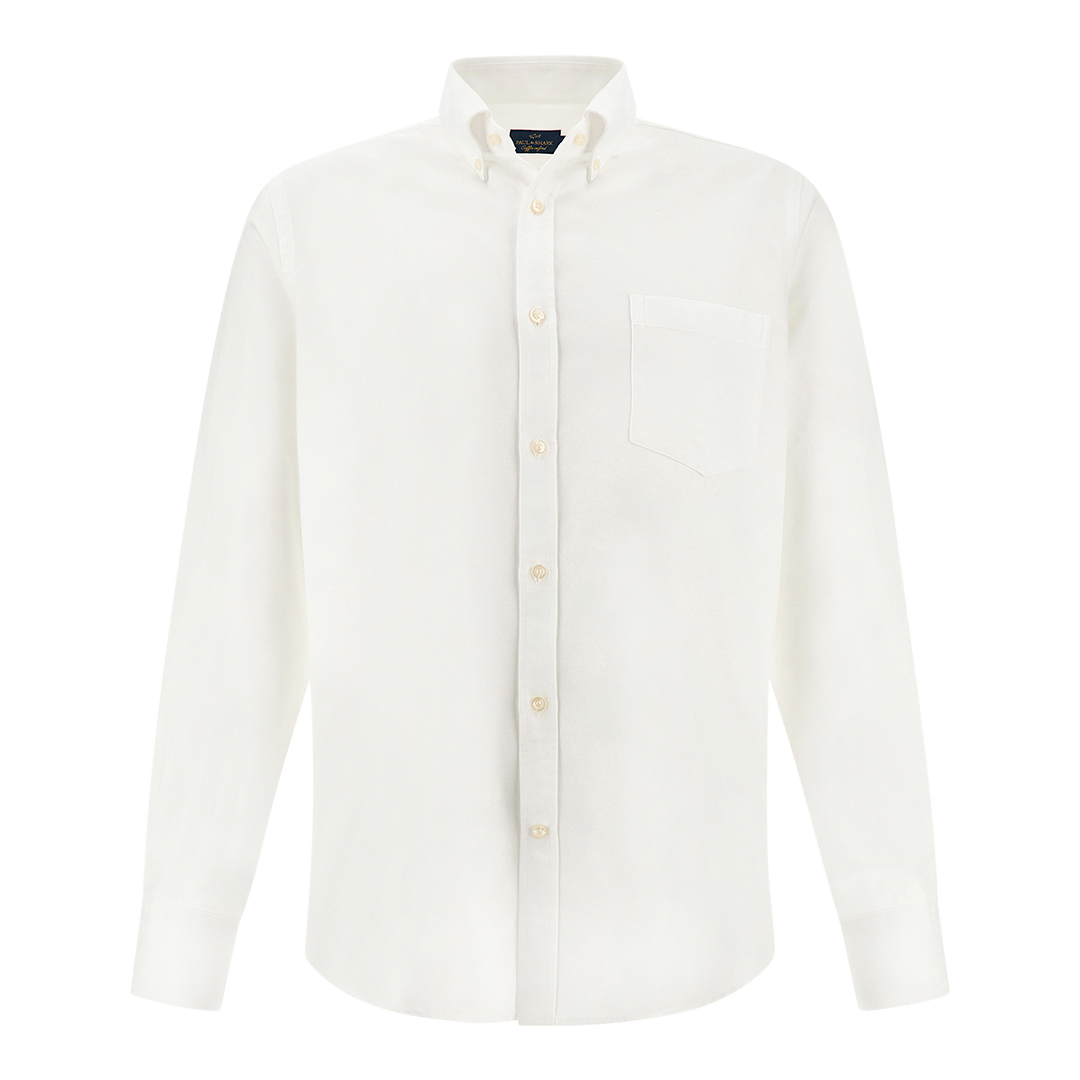 Paul & Shark Men's White Cotton Oxford Shirt Soffio, Man, Size: 043